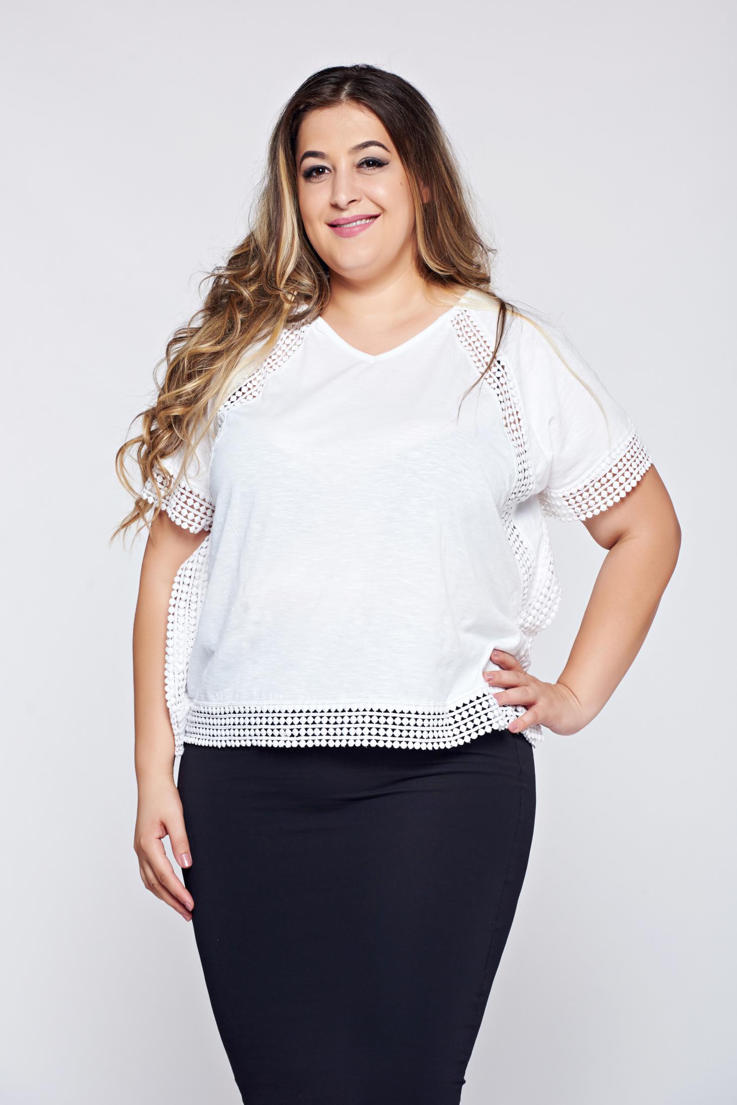 Bluza dama Top Secret alba cu croi larg din bumbac